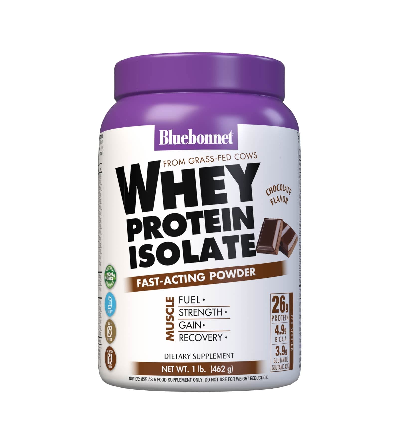Blue Bonnet 100% Natural Whey Protein Isolate Powder, Chocolate, 1 Pound