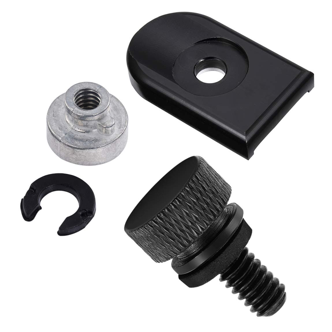PBYMT Black Seat Bolt Tab Screw Mount Knob Cover Nut Compatible for Harley Sportster Dyna Touring Electra Street Glide Road King 1997-2024