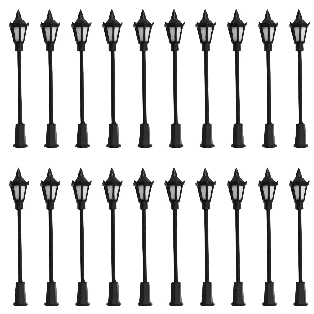 20PCS Plastic LED Mini Lamppost Street HO OO Scale 1/100 for Sandboxes Miniature Gardens Cities Model