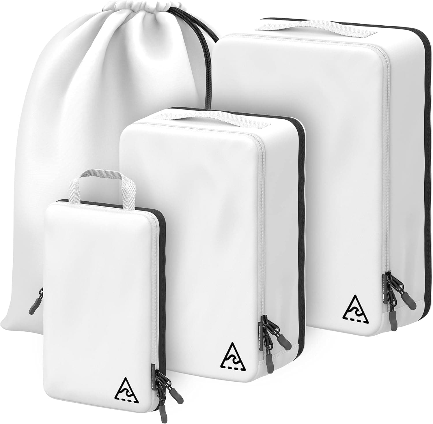 Well Traveled 4 pcs Compression Packing Bags Cubes Set with HybridMax Double-Capacity Design - Packing Cubes for Travel Compression to Maximize Limited Luggage Space, White