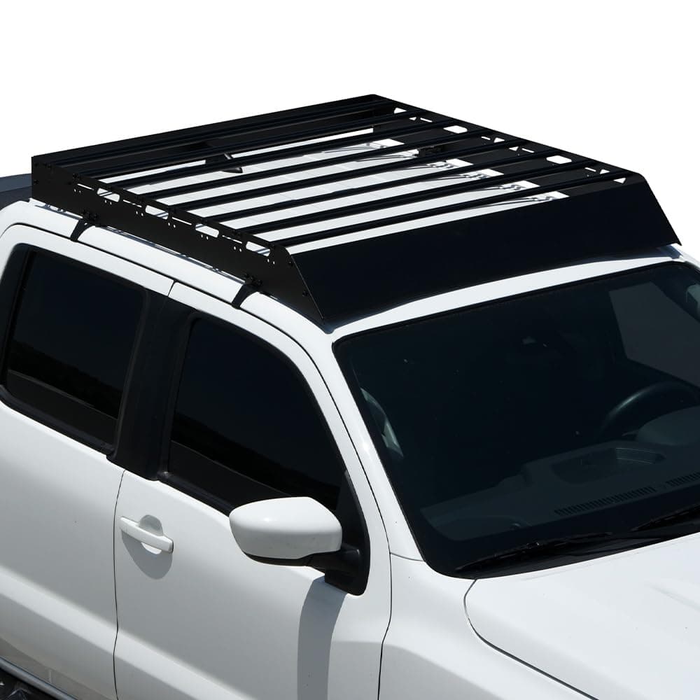 7422444450433 Compatible with 2015-2019 Chevy Silverado/GMC Sierra 2500 3500 HD Crew Cab Black Modular Window Frames Roof Rack Cargo Basket Luggage Carrier with Wind Fairing