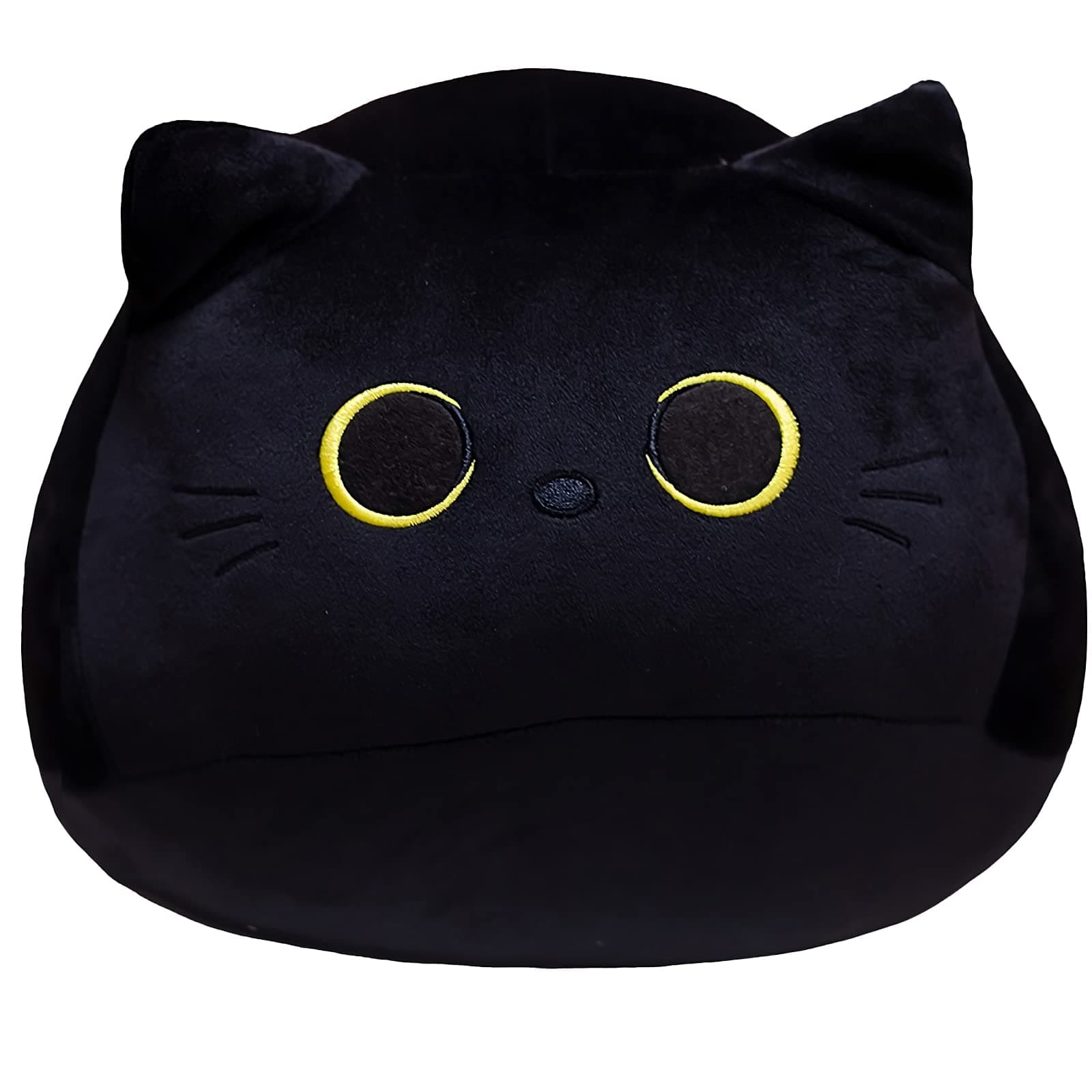 10'' Cute Black Cat Plush Toys, Soft Pillow Squishy Plushies, Kawaii Cat Stuffed Animals for Home Decoration, Gift for Cat Lovers, Kids, Boys & Girls (Black, 10 Inch)