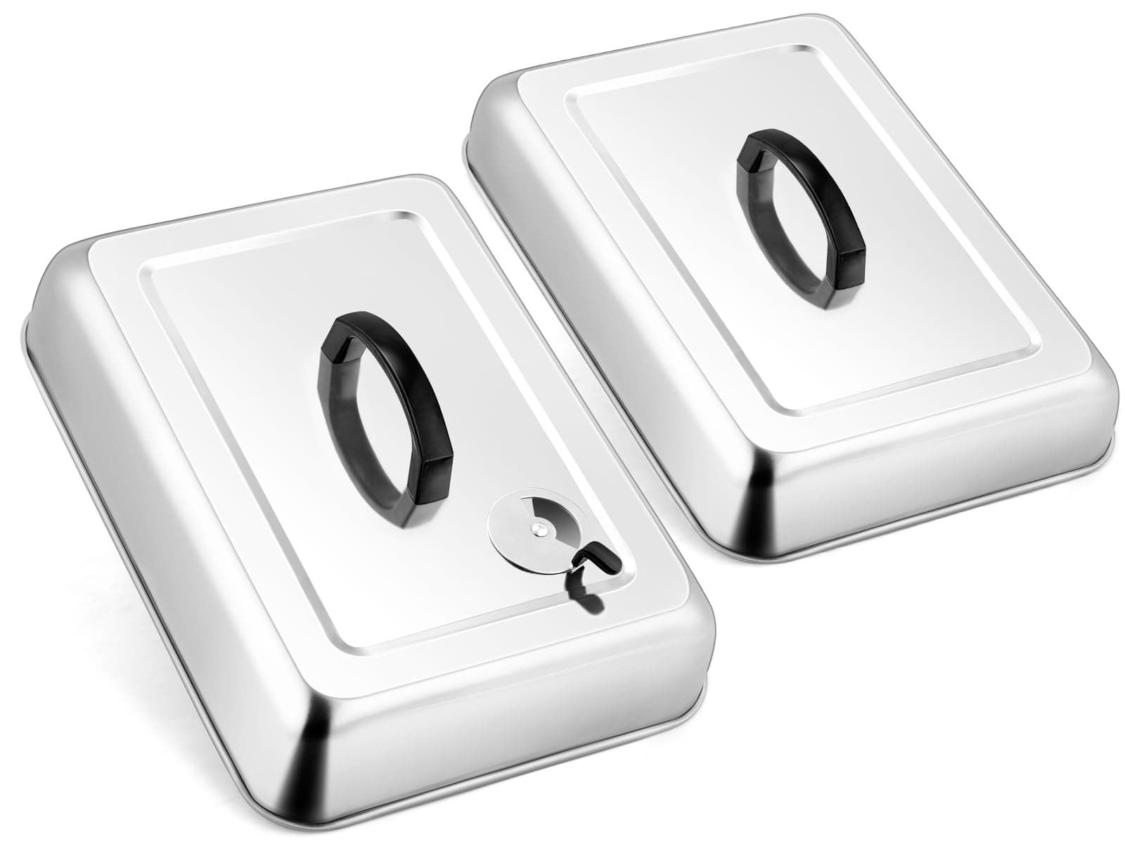 2Pack Heavy Duty Melting Dome for Griddle, Leonyo 13" Stainless Steel Rectangular Griddle Basting Cover, Steam Cover Lid for Flat Top Grill
