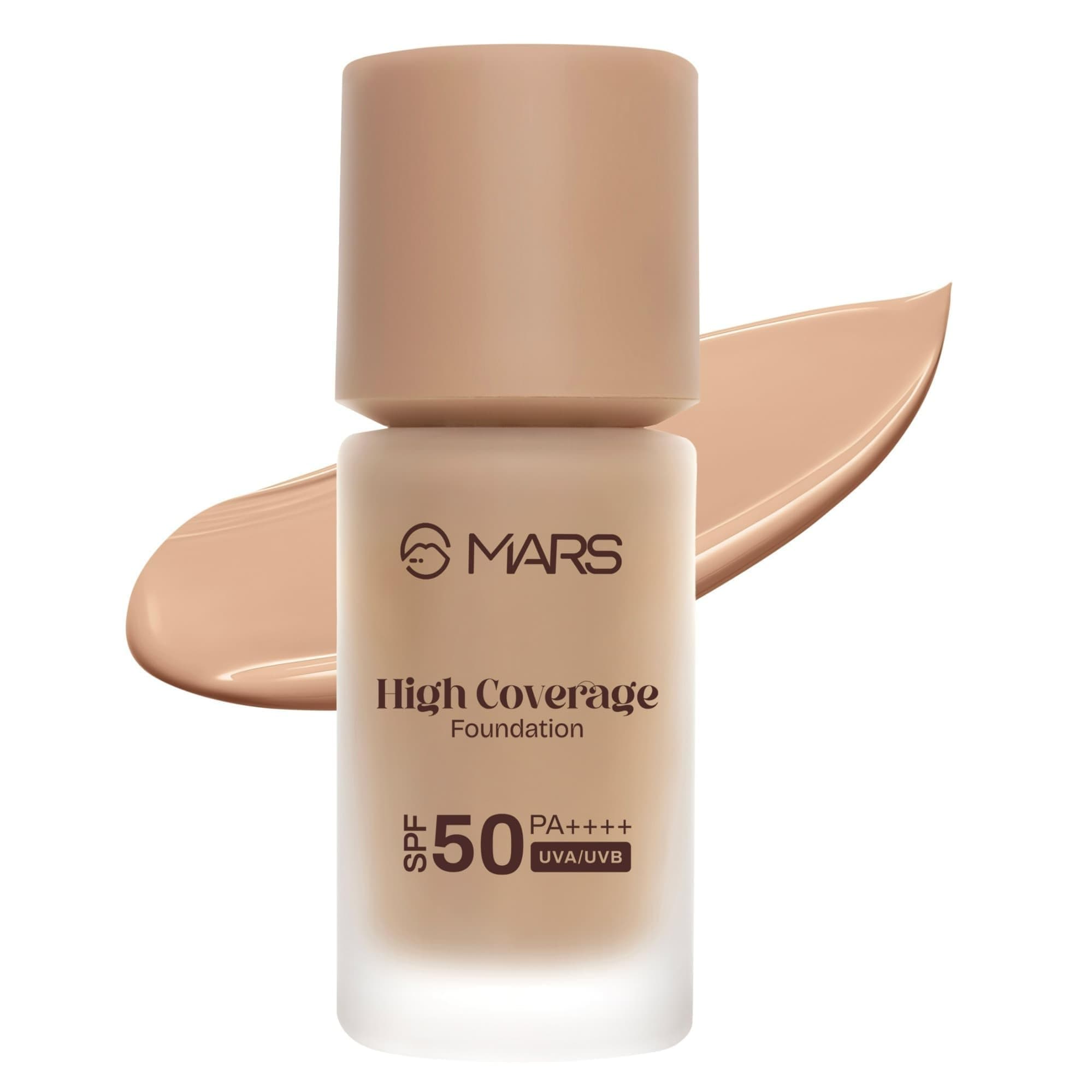MARS SPF50 PA++++ High Coverage Foundation (40ml) | Blemish Free & Blendable Makeup | All Skin Type | IN-VIVO Tested with 5 Star UVA+UVB Protection Boots Rating (SHADE-06)