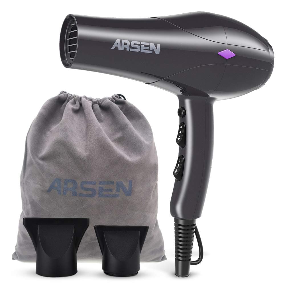 Arsen Pro 1875W Ionic Ceramic Hair Dryer, Salon Grade Fast Drying Hairdryer with Cool Shot Function and Powerful AC Motor (Pearl Gray)