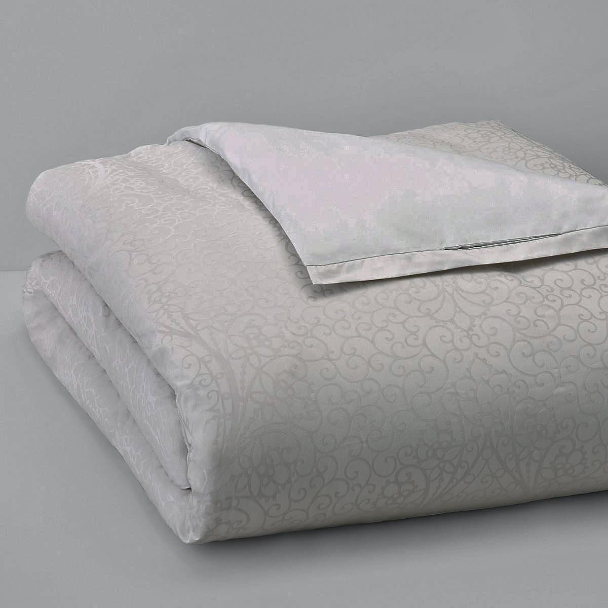 Hudson Park Luxe Asha Silver Silk Cotton KING Duvet Cover