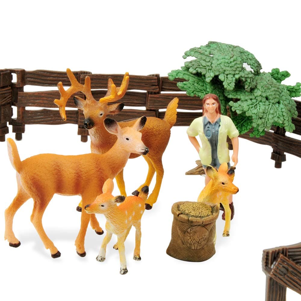 Gizmovine Animal Toys, Farm Animals for Toddlers Realistic White Tailed Deer Farm Toys Animal Figurines Family Playset Educational Toy Cake Toppers Christmas Birthday Gift for Kids Toddlers