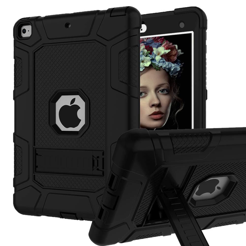 Piagle iPad mini 5 Case, iPad mini 5th Generation Case, Hybrid Three Layer Armor Shockproof Rugged Drop Protection Cover Case Built With Kickstand for iPad Mini 5 7.9" 2019 (Black)