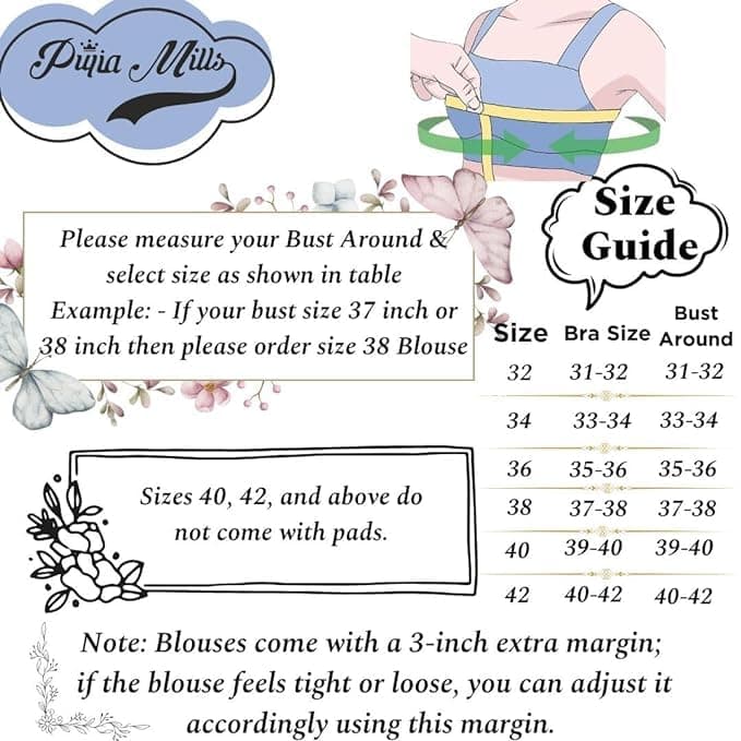 Pujia Mills Women's Embroidery Handwork Sequence Work Necklace Design Readymade Blouse