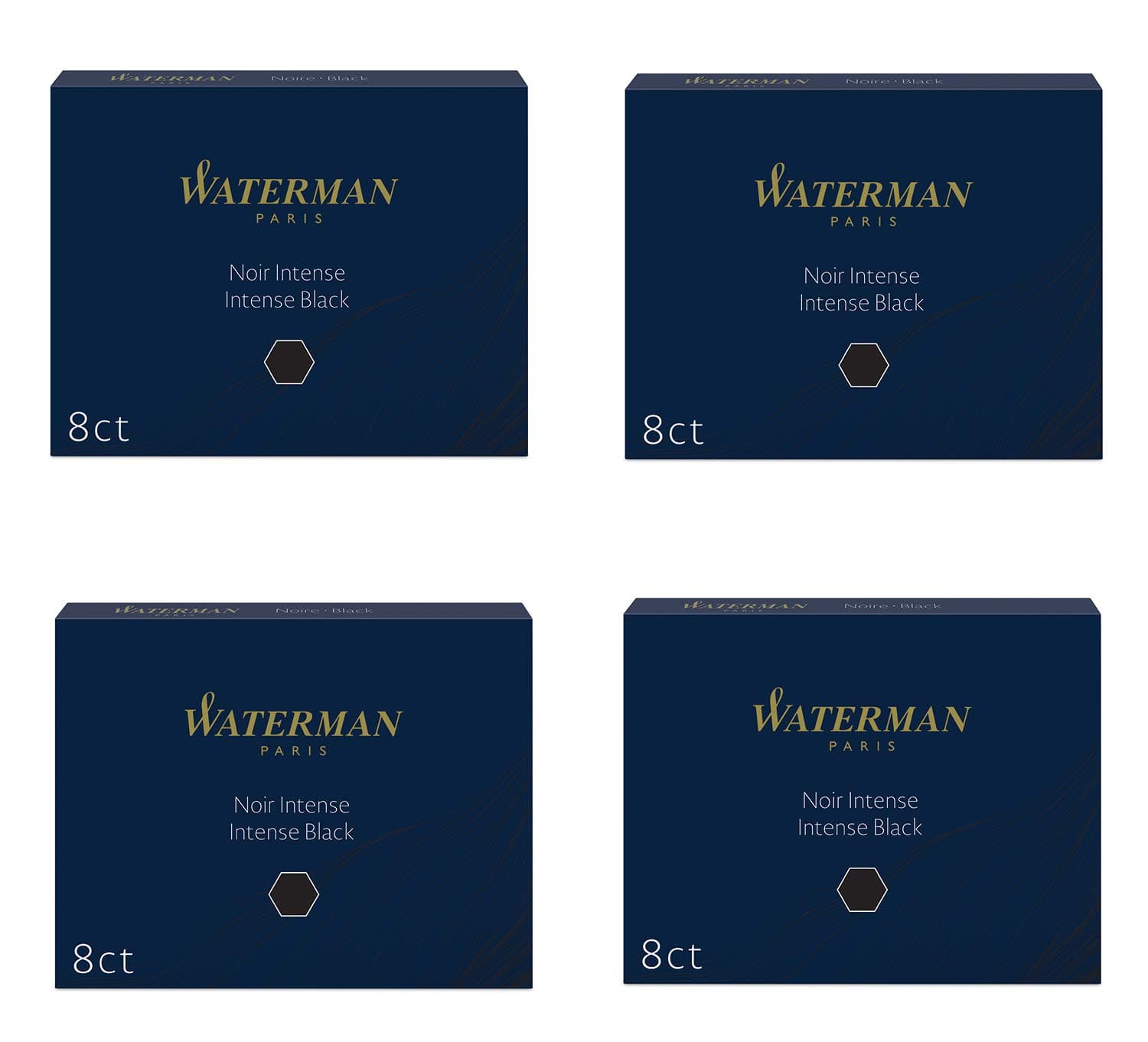 Long Ink Cartridges for Fountain Pens, Intense Black Ink Refills, Pack of 32 (S0110850)