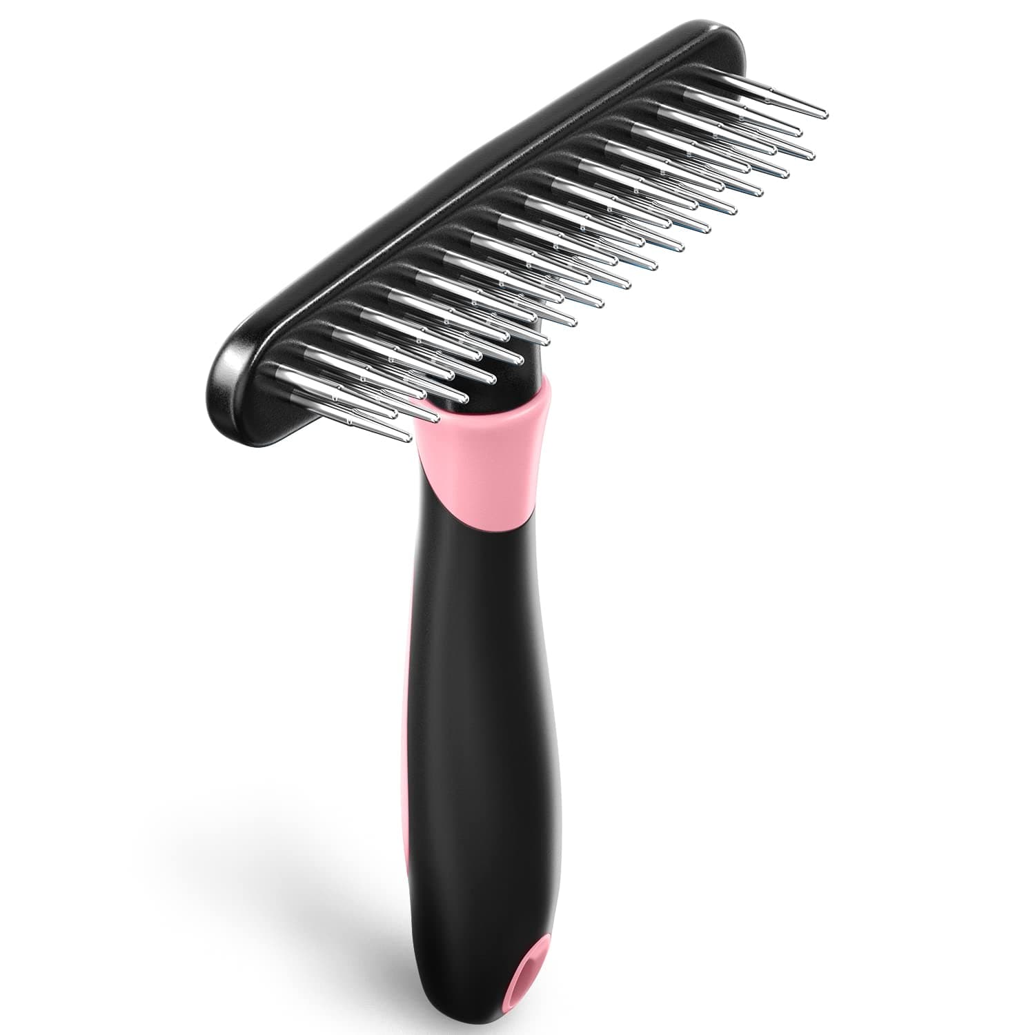 Dog rake deshedding dematting Brush Comb - Undercoat rake for Dogs, Cats, matted, Short,Long Hair Coats - Brush for Shedding, Double Row Stainless Steel pins - Reduce Shedding by 90% (Pink)