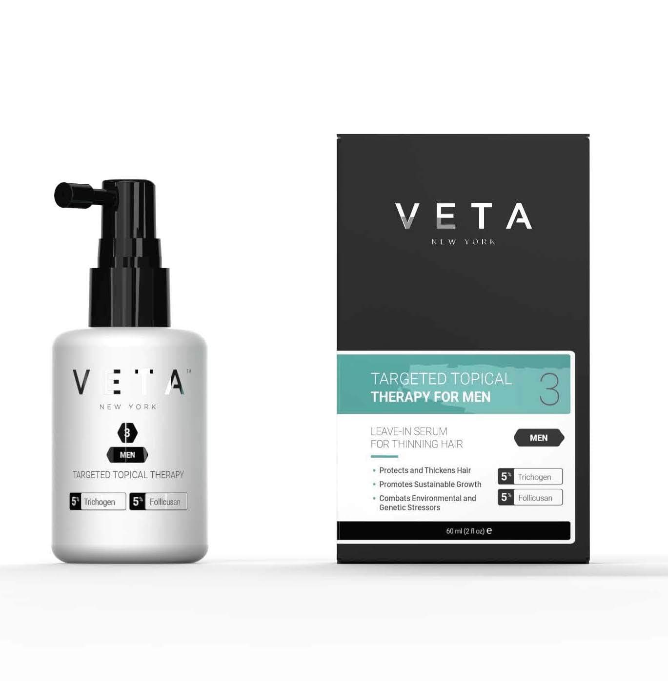 Veta ‚ Men‚„s Targeted Topical Therapy ‚ Hair Loss Treatment ‚ Drug-Free Hair Loss ‚ Restores Natural Hair Growth Cycles ‚ 5% Trichogen and 5% Follicusan ‚ Fast Acting Hair Loss Treatment ‚ 2 fl. oz.