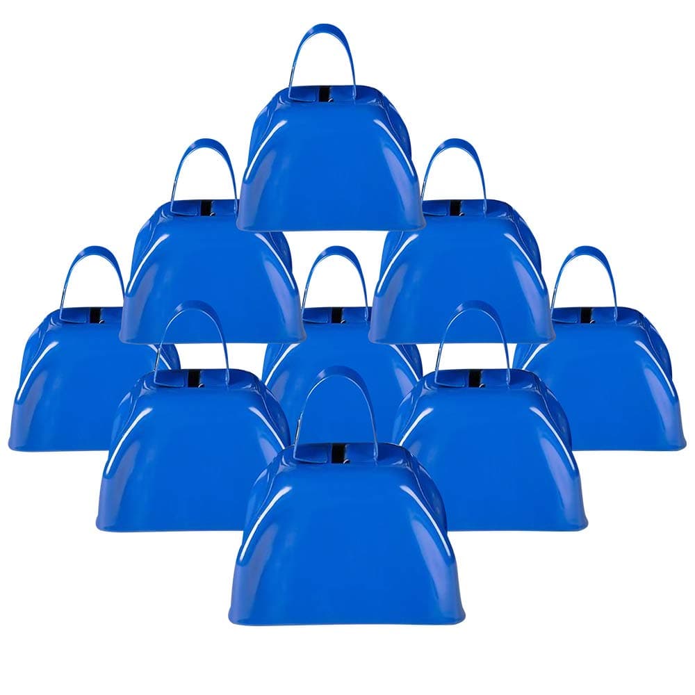 ArtCreativity3 Inch Blue Metal Cowbell Noisemakers (Pack of 12) Loud Metal Cowbell Noise Makers Party Favors with Handles, Great for Football Games, Sporting Events, for Kids and Adults