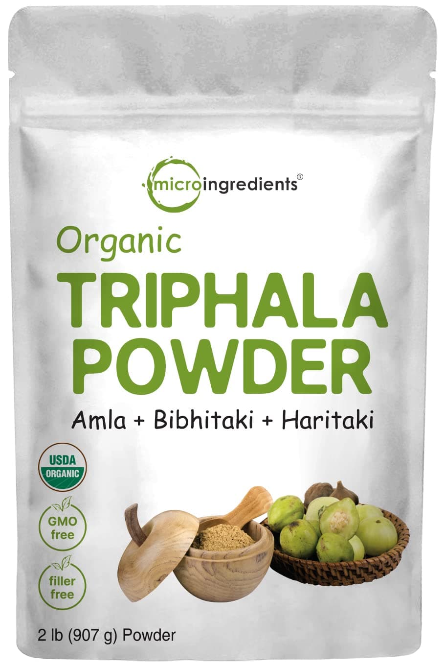 Organic Triphala Powder, 2 Pounds (Amla + Haritaki + Bibhitaki) | India Origin, Herbal Adaptogen Supplement, Supports Colon & Immune Health | Vegan, No GMOS