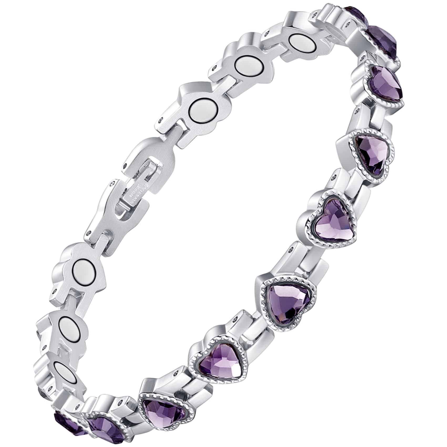 Magnetic Bracelets for Women, Titanium Steel Magnetic Bracelet with Neodymium Magnets & Sparkling Crystals, Jewelry Gifts