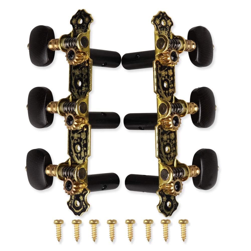 Mr.Power Classical Guitar Tuners Machine Heads 3+3 Set Tuning Keys Machine Pegs(Black Button)