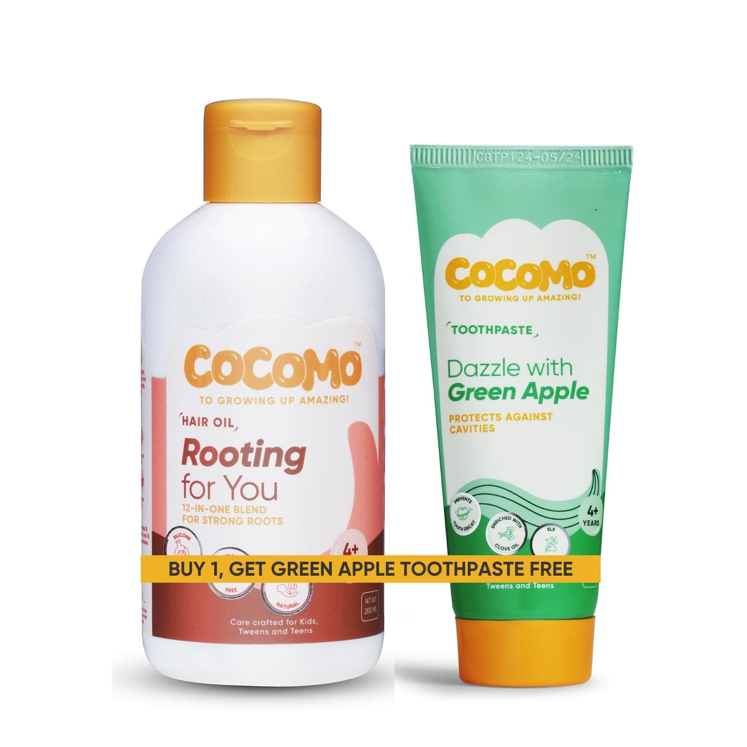 Cocomo Rooting For You Hair Oil - 200ml (Age 4+ years) 12-in-1 Blend for Strong Roots & Softer Hair | with Olive, Almond, Jojoba Oil | Mineral-Parabens-Sulfates Free | Natural Oil for Kids