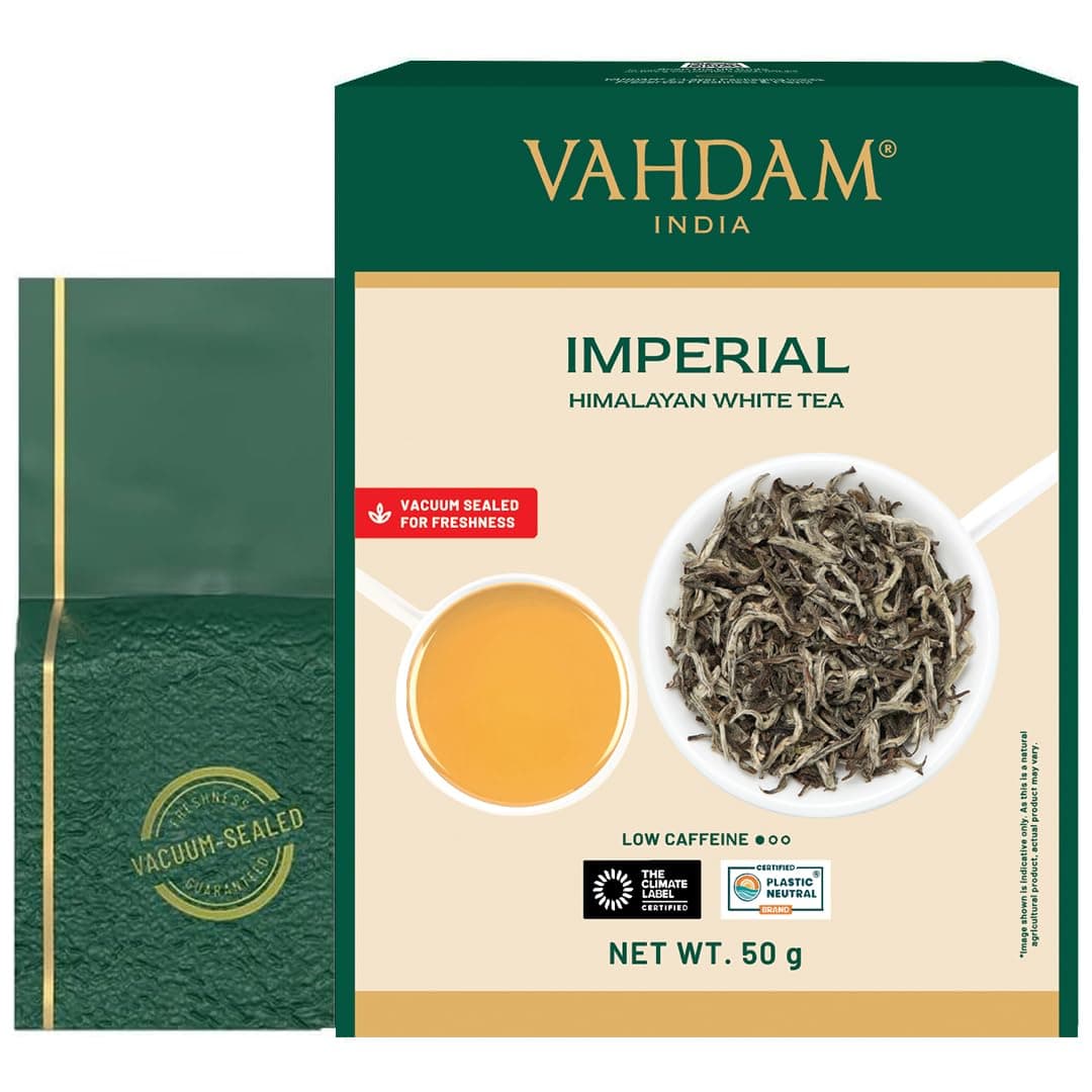 Imperial White Tea Leaves From Himalayas (25 Cups/1.76oz) High Elevation Grown, White Tea Loose Leaf Tea | Pure Unblended Loose Leaf Tea | Vacuum Sealed