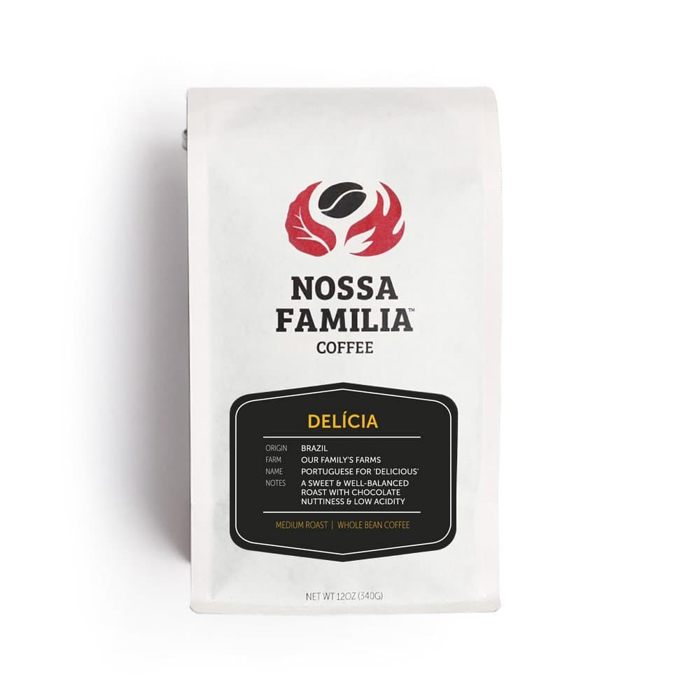 Italian Coffee - Medium-Dark Roast Low Acid - Fair Trade Whole Coffee Bean- Smooth Balanced and Low Bitterness - Roasted Whole Coffee- Sourced from Small Peruvian Farms - Delicia 12oz