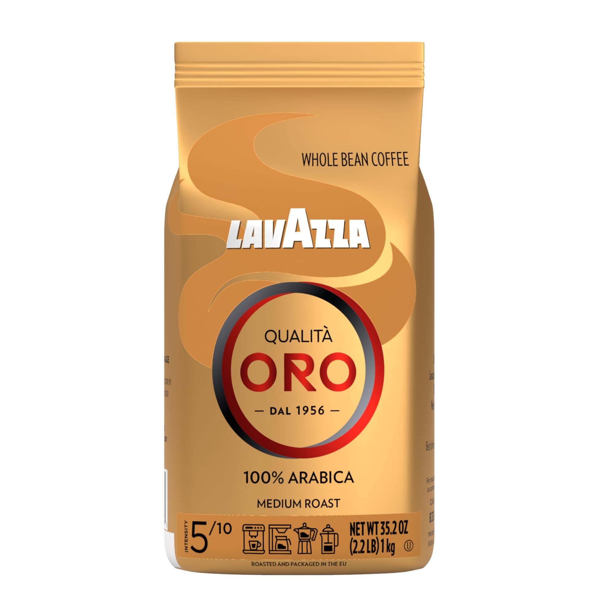 Qualità Oro Whole Bean Blend, Medium Roast, 2.2 Pound (Pack of 1) ,100% Arabica, Central America & African highland origins, Fruity & Aromatic