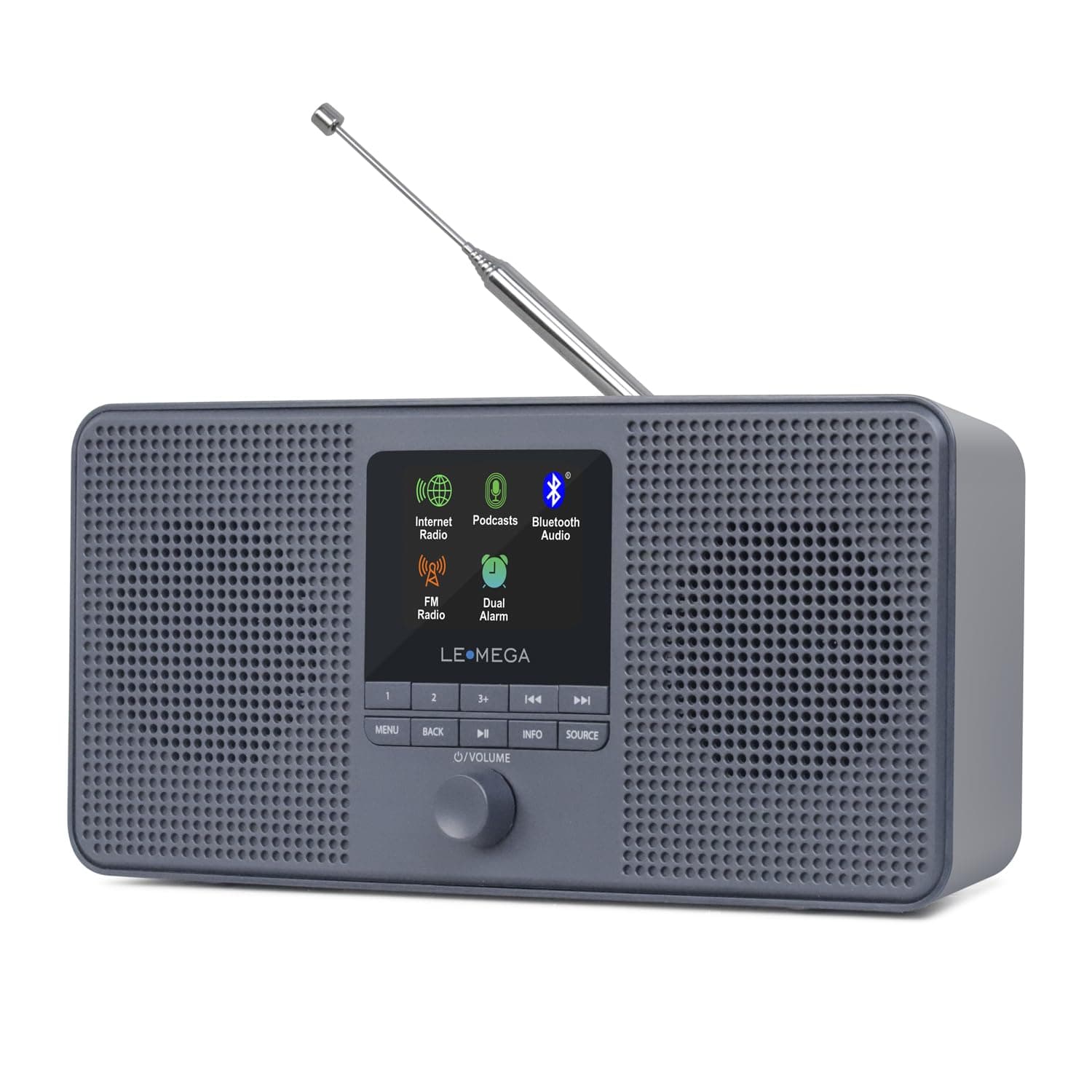 LEMEGA IR4S WiFi Internet Radio,FM Radio, Podcast, Spotify Connect, Bluetooth Speaker, Dual Alarms Clock, 40 Presets,OKTIV App, Batteries or Mains Powered (Charcoal)