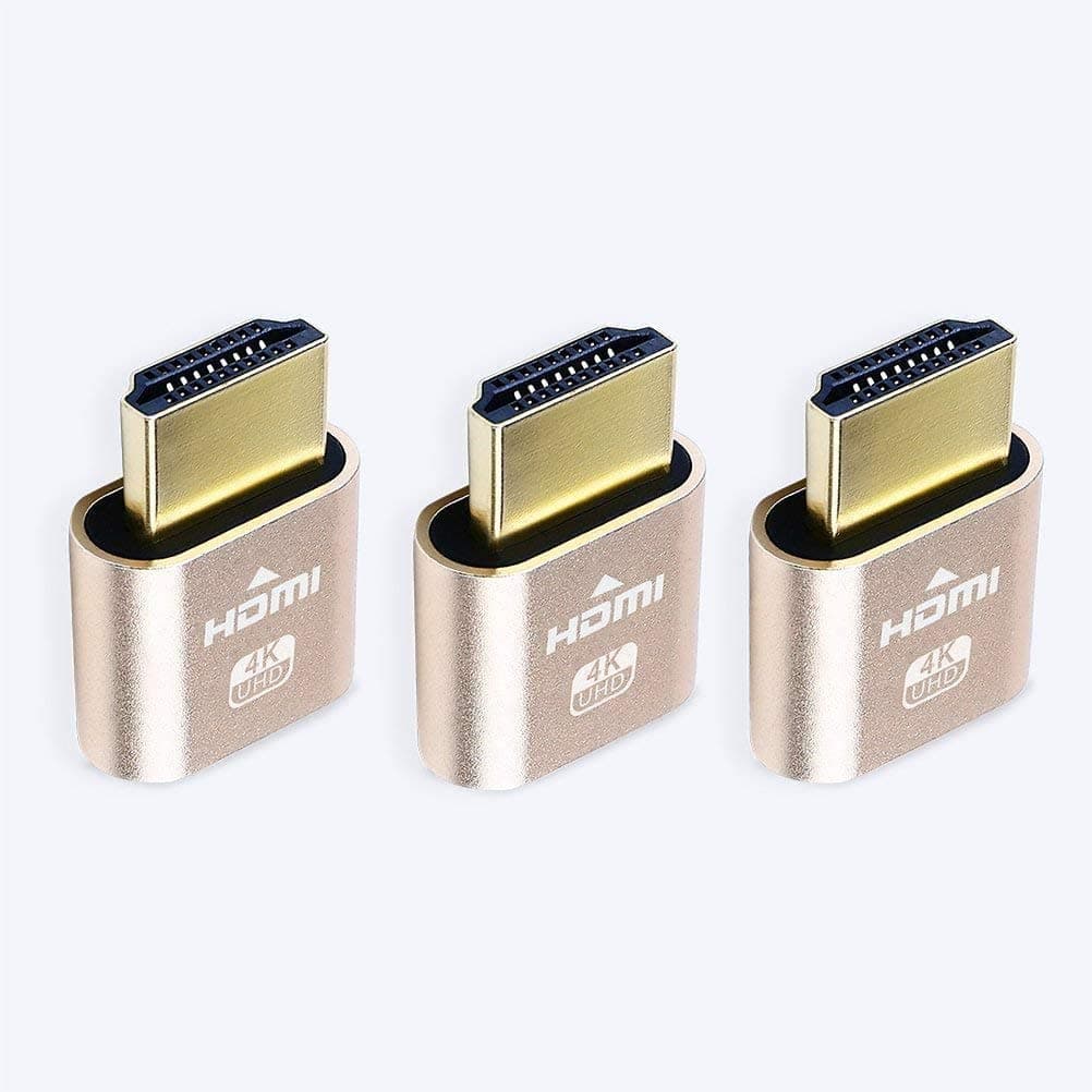 DTech DTECH HDMI Dummy Plug 4K Display Emulator Compatible with Windows Mac OSX Linux (fit-Headless, 3 pack)
