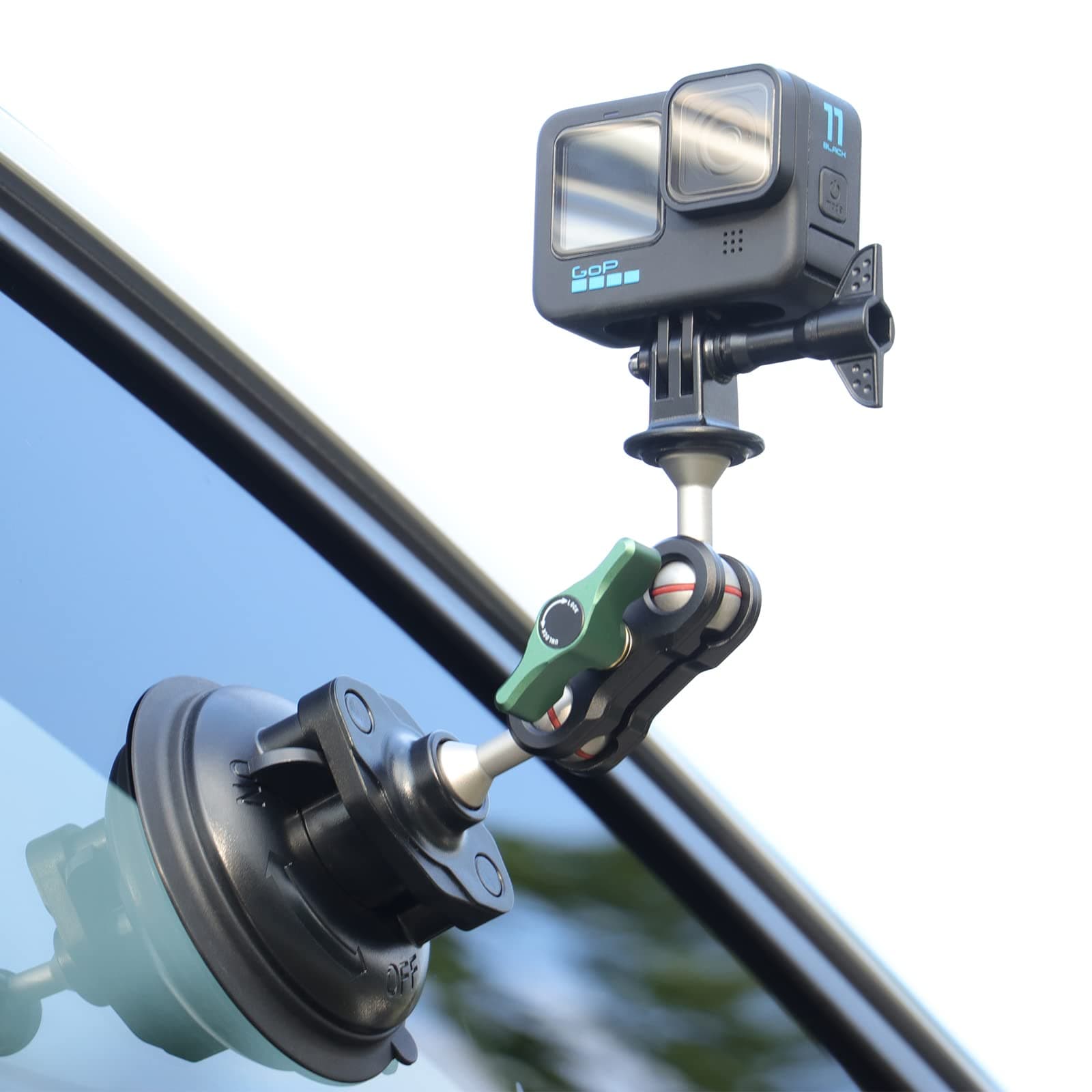 SEASKY S1 Powerful Sports Camera Suction Cup Car Mount for Gopro Hero 13/12/11/10/9/8 Black DJI Action 5/4/3/2 Pocket Insta360 X5 X4 X3 X2 Ace Pro 2 Cell Phone Holder Accessories Aluminum Alloy Metal