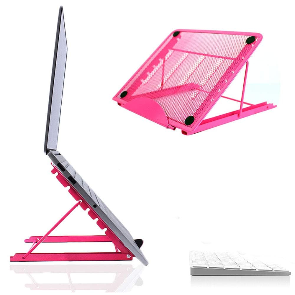 JUMKEET Laptop Stand,Foldable Portable Ventilated Desktop Laptop Holder,Universal Lightweight&Adjustable Ergonomic Tray Mount Compatible with iM(ac)/Laptop/Notebook Computer/Tablet (Pibk)