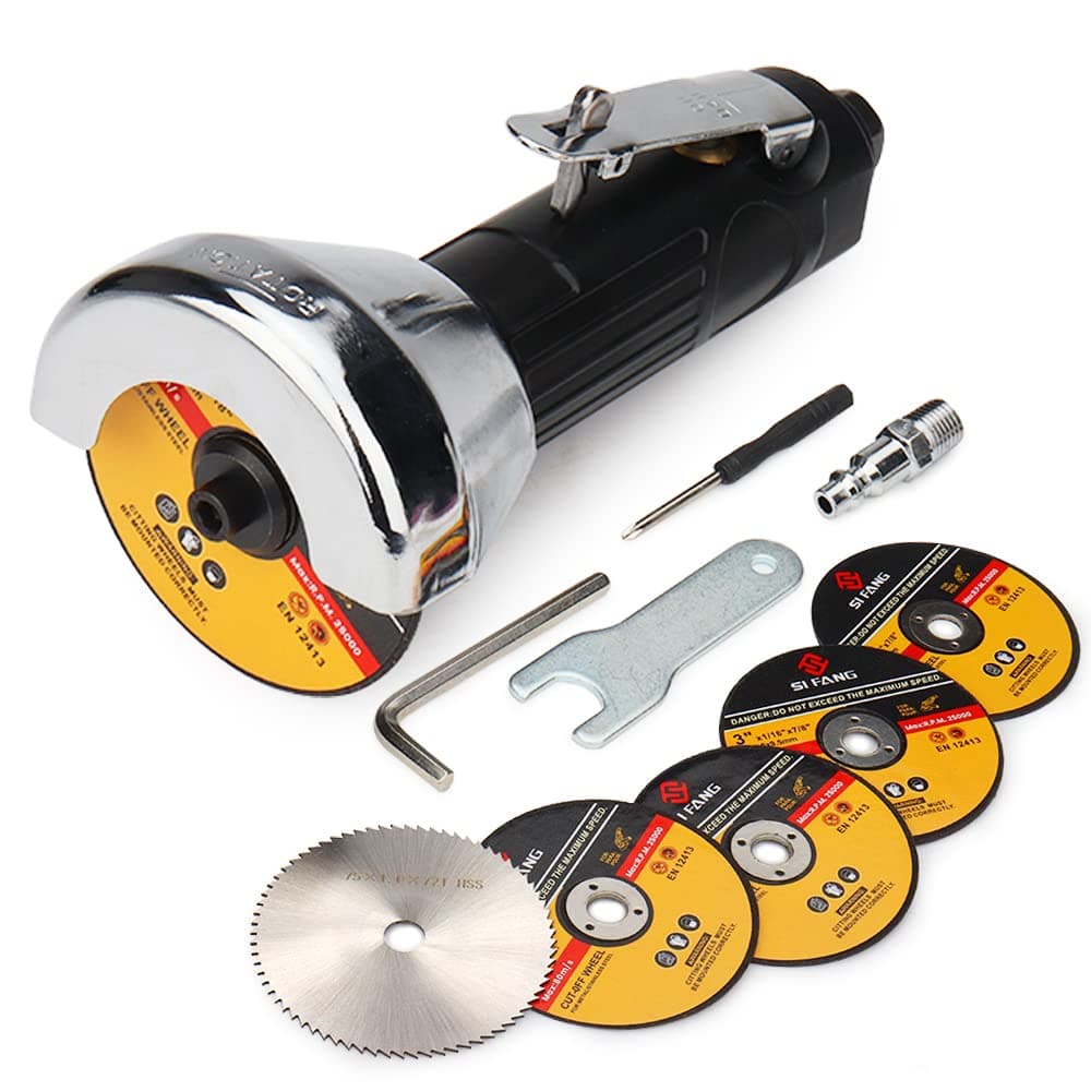 3inch Air Cut Off Tool,Angle Grinder Pneumatic Cutting Machine With 5-Pieces 3" Cutting Disc Set,Free Speed 20000RPM