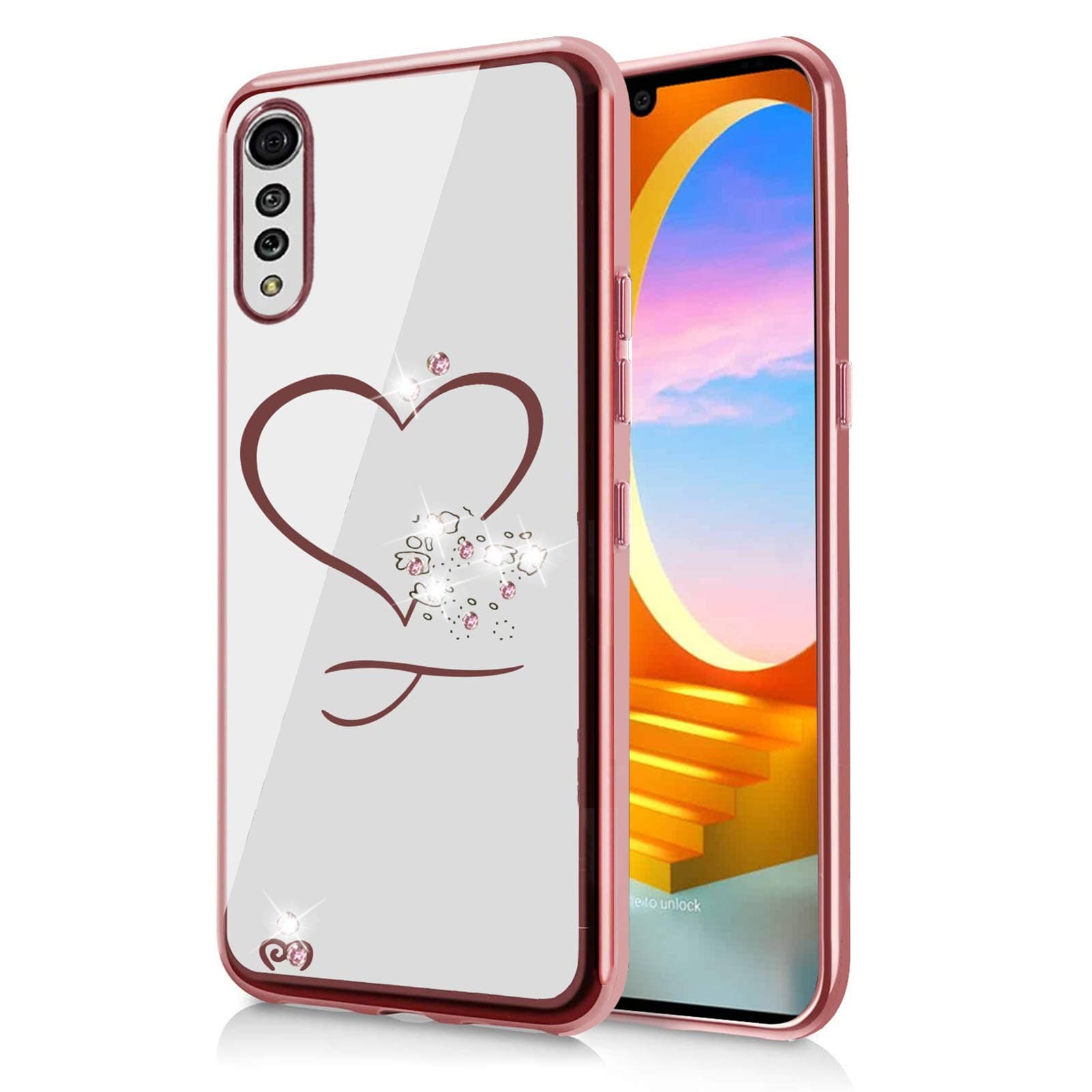 FLYING FLIER for LG Velvet Case Slim Bling Rhinestone TPU Glitter Cover Shockproof Electroplate Bumper Protective Phone Case for 2020 LG Velvet 5G 6.8'' (Rose Gold)