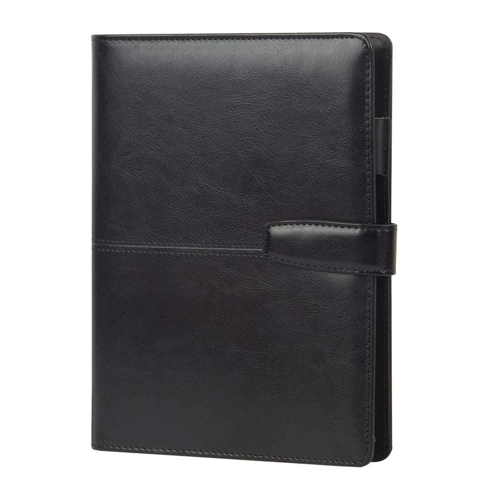 TWBBetter Soft Cover Notebook A5 Refillable Planner Binder Inserts 6 Ring Black Journal to Write in for Men PU Leather Writing Journal Lined Pages Travel Diary with Magnetic Buckle (Black)