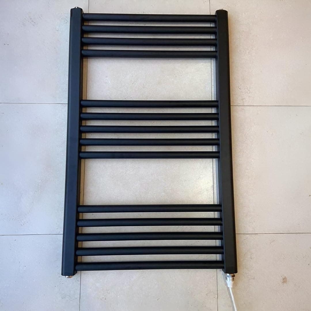 Greened House 500w x 800h Black Electric Straight Heated Towel Rail Bathroom Radiator