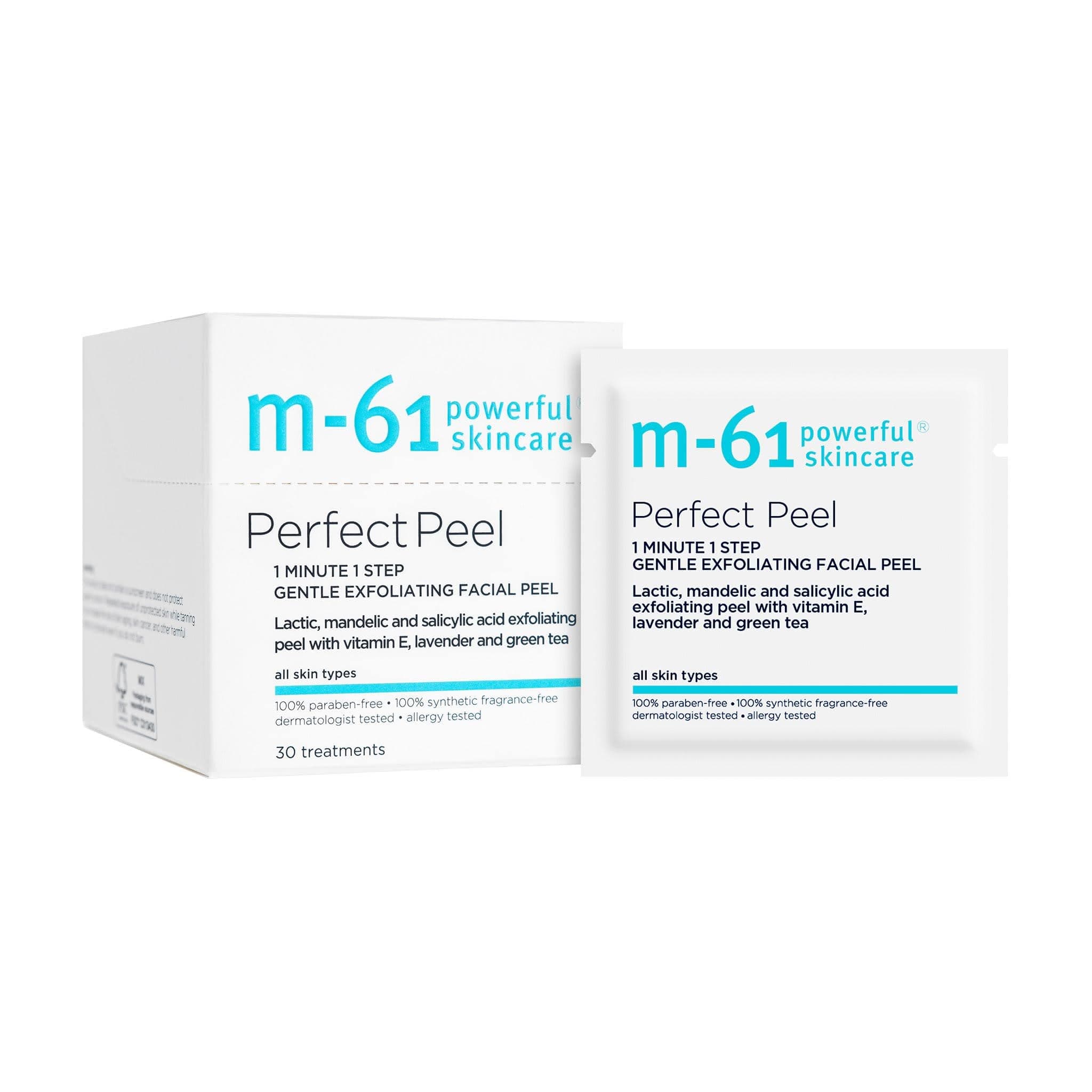 Perfect Peel - Gentle Exfoliating Facial Peel Pad With Lactic, Mandelic & Salicylic Acid | For Sensitive Skin Or Lighter Daily Exfoliation | Derm & Allergy Tested | Made in USA