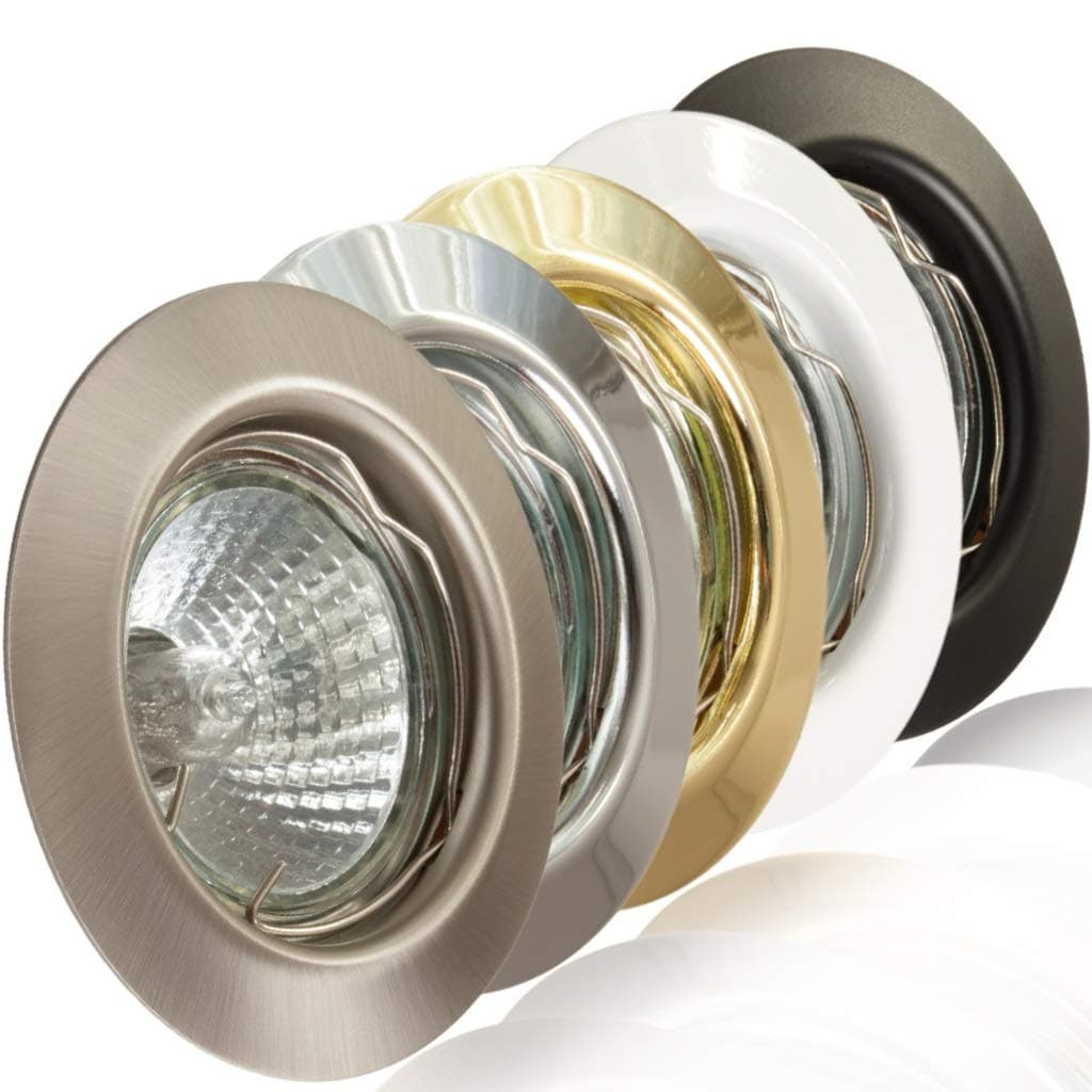 Recessed Spotlight, Ceiling Fitting, Flush, Ring Metal, LED, Halogen, GU10 MR16, Pack of 10 White