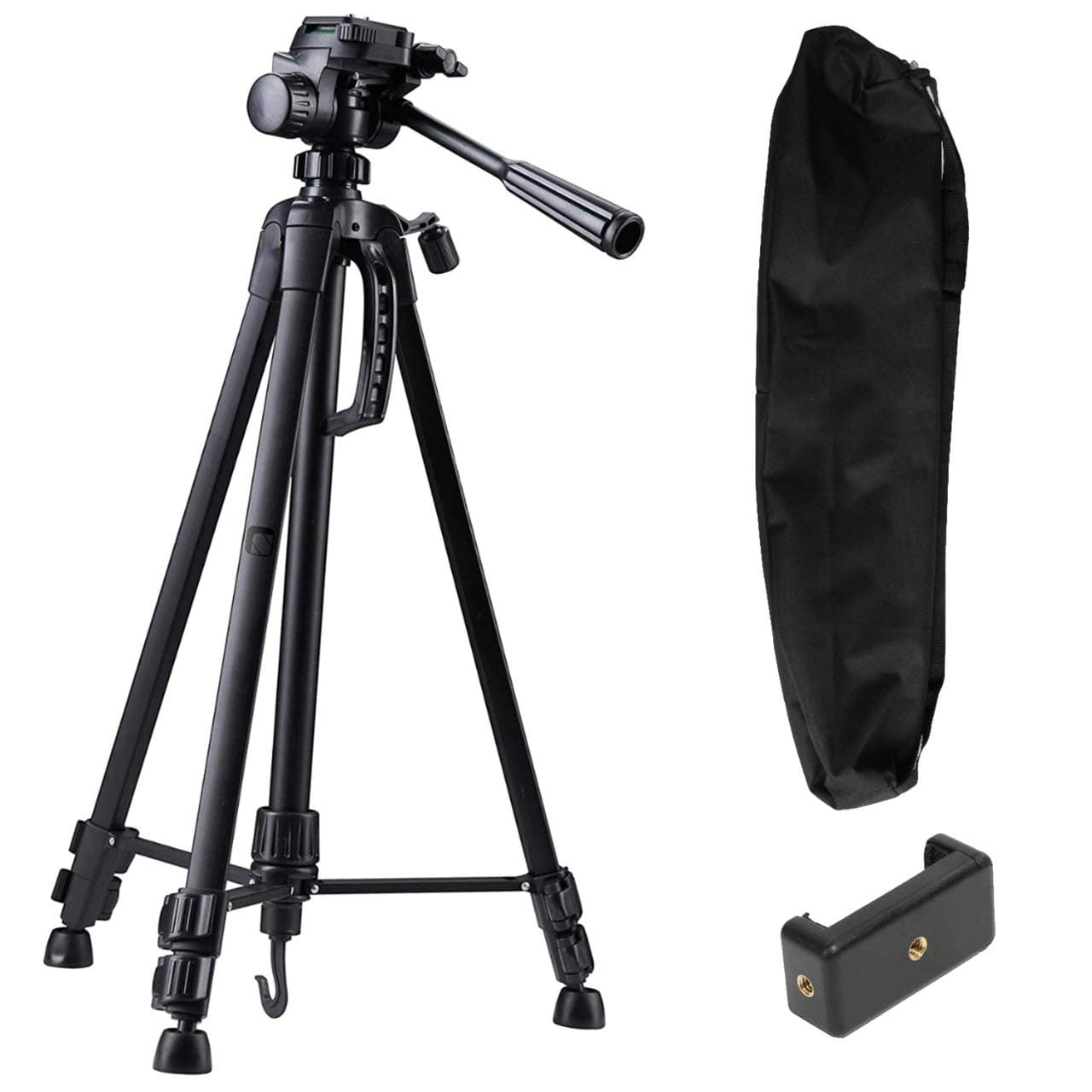 Syvo WT- 3520 (55-Inch) Aluminium Tripod, Universal Lightweight Tripod with Mobile Phone Holder Mount & Carry Bag for All Smart Phones, Gopro, Cameras (Black)