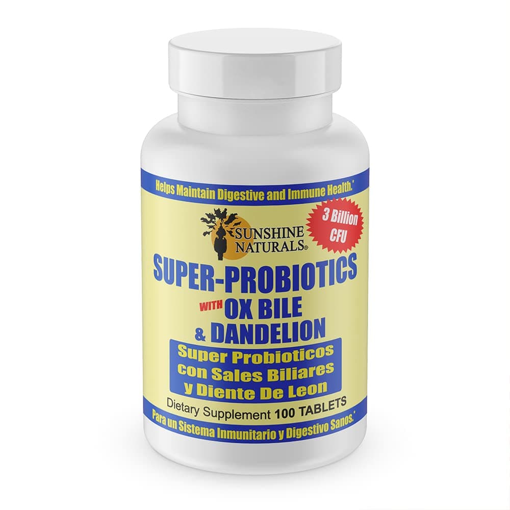 Sunshine Naturals Super Ox Bile, and Acidophilus. Super Sales Biliares, Con Diente De Leon