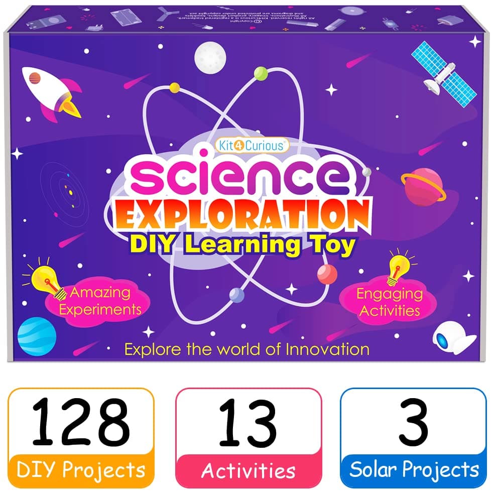 Kit4Curious 140 Experiments Science Projects DIY Gadgets Toy Educational Learning Kit - 140 Items in 1 Kit - Solar Energy, Steam Activities, Smart Gift for Boys & Girls