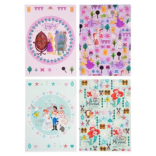 Disney Princess Storybook Reuseable Clear File Folder Holder, Letter Size, Set of 4, Japan Import