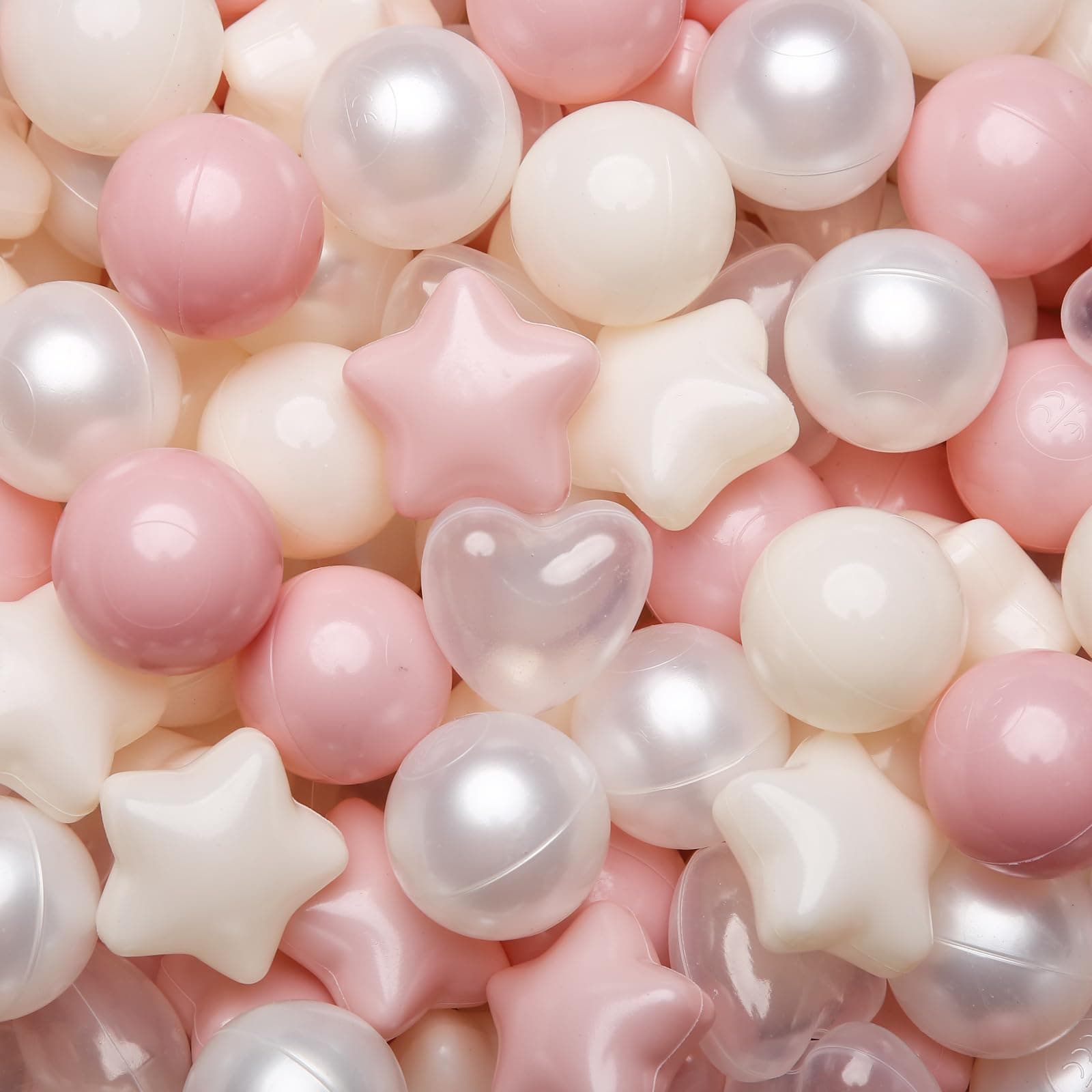 TRENDPLAY Ball Pit Balls Star and Heart Shapes for Toddlers - 50 100 200 500 Count Plastic Balls for Ball Pit Fun and Play