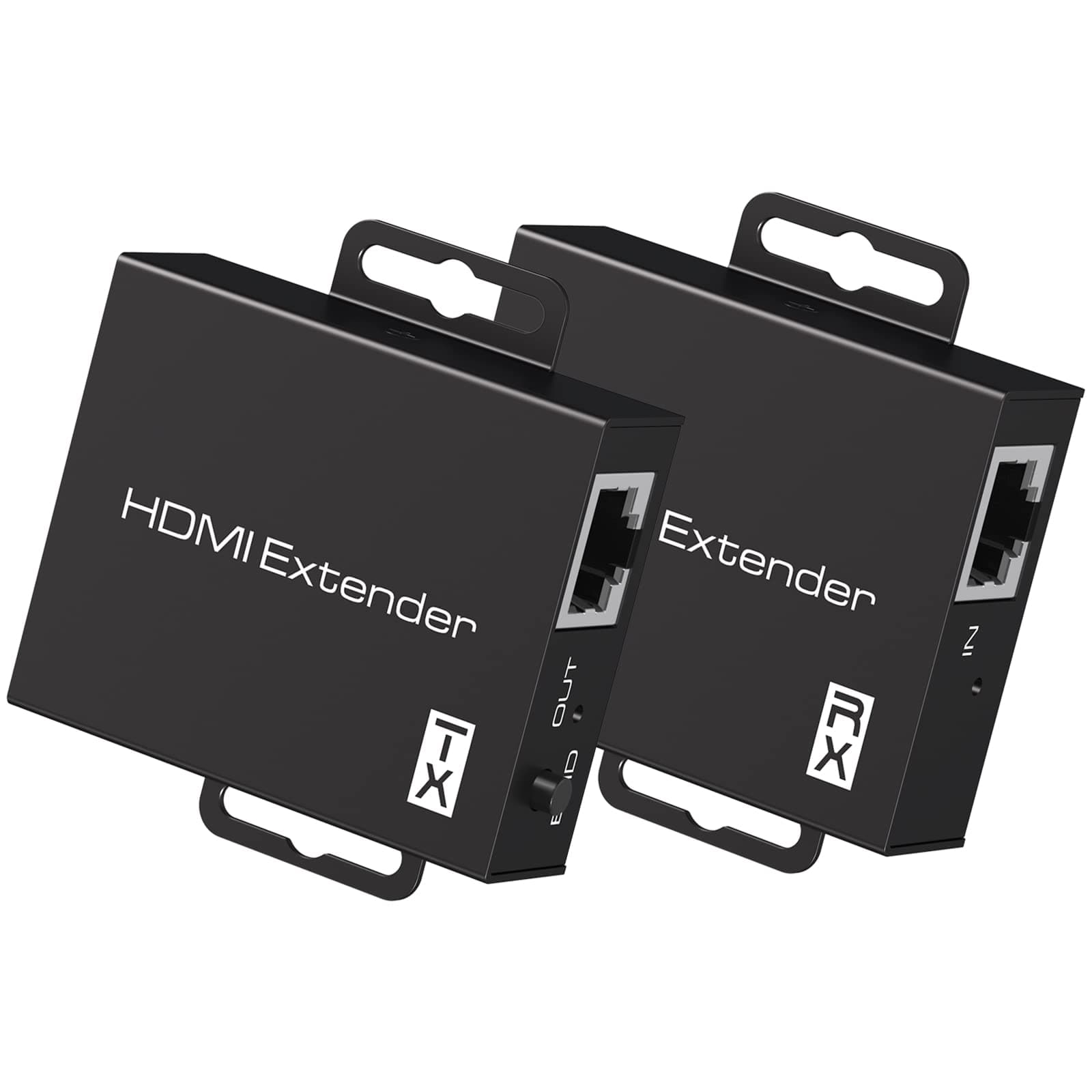 HDMI Extender Over Ethernet Cat5e/6 Up to 196Ft Adapter Converter Repeater Balun Transmitter Receiver Power Over Cat Support Full 1080p 3D POC HDCP EDID Copy from Displays