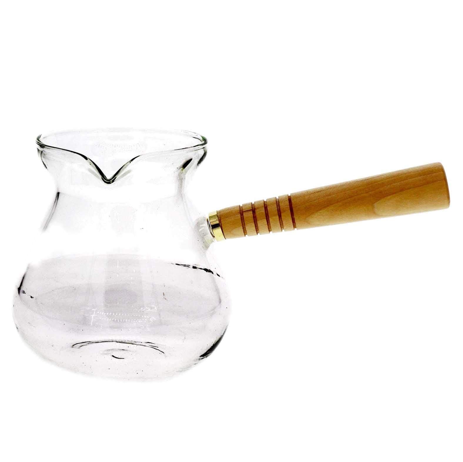 Liying Turkish Coffee Pot Stove Top Borosilicate Glass Wood Handle