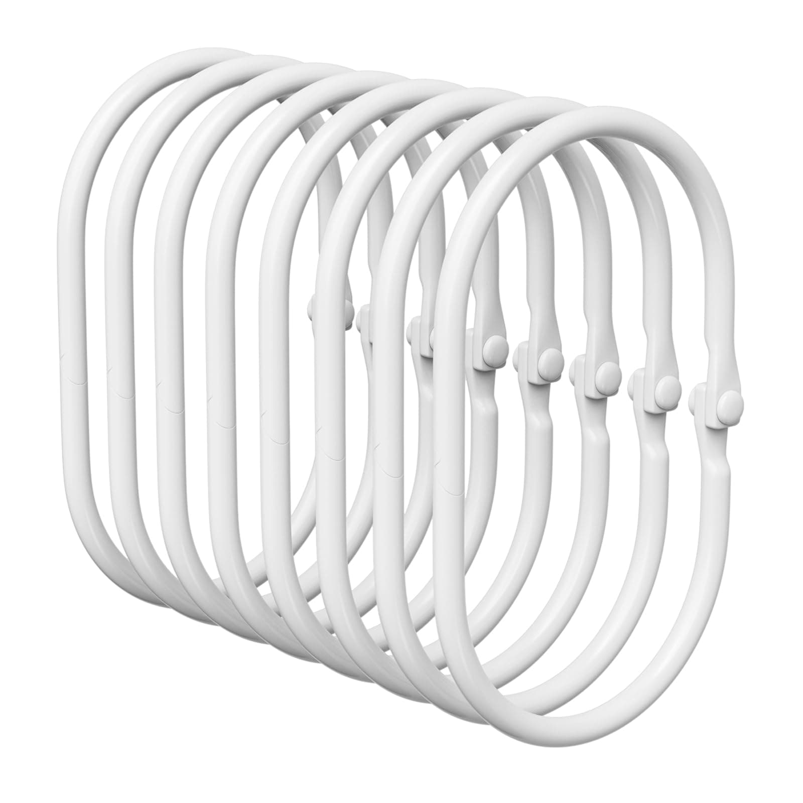 Shower Curtain Rings, White Shower Curtain Hooks 12 Pcs Anti-Drop Shower Rings for Curtain, Metal Shower Curtain Rings Rust Proof, Shower Hooks for Shower Curtain Rod, Curtain Rings