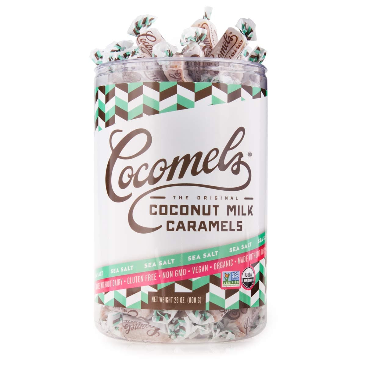 Cocomels Coconut Milk Caramels, Sea Salt Flavor, Organic Candy, Dairy Free, Vegan, Gluten Free, Non-GMO, No High Fructose Corn Syrup, Kosher, Plant Based, (28 oz Bulk Tub)