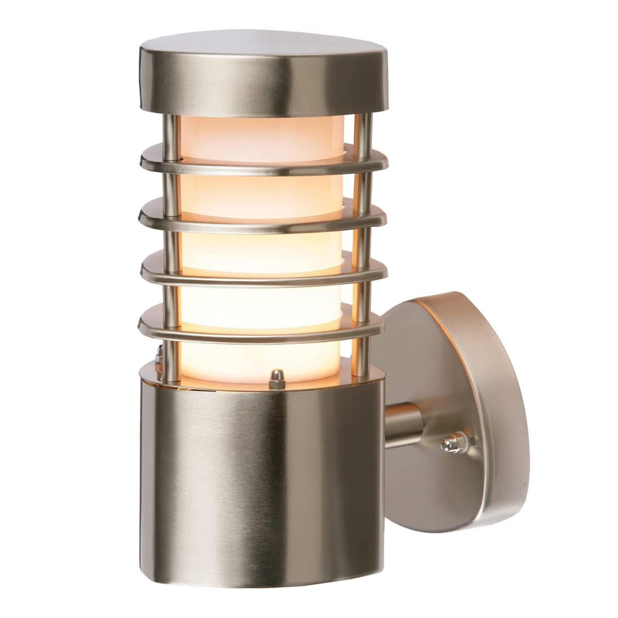 Bliss Brushed Stainless Steel Finish Outdoor Garden Porch Security LED Compatible Wall Light IP44 Rated