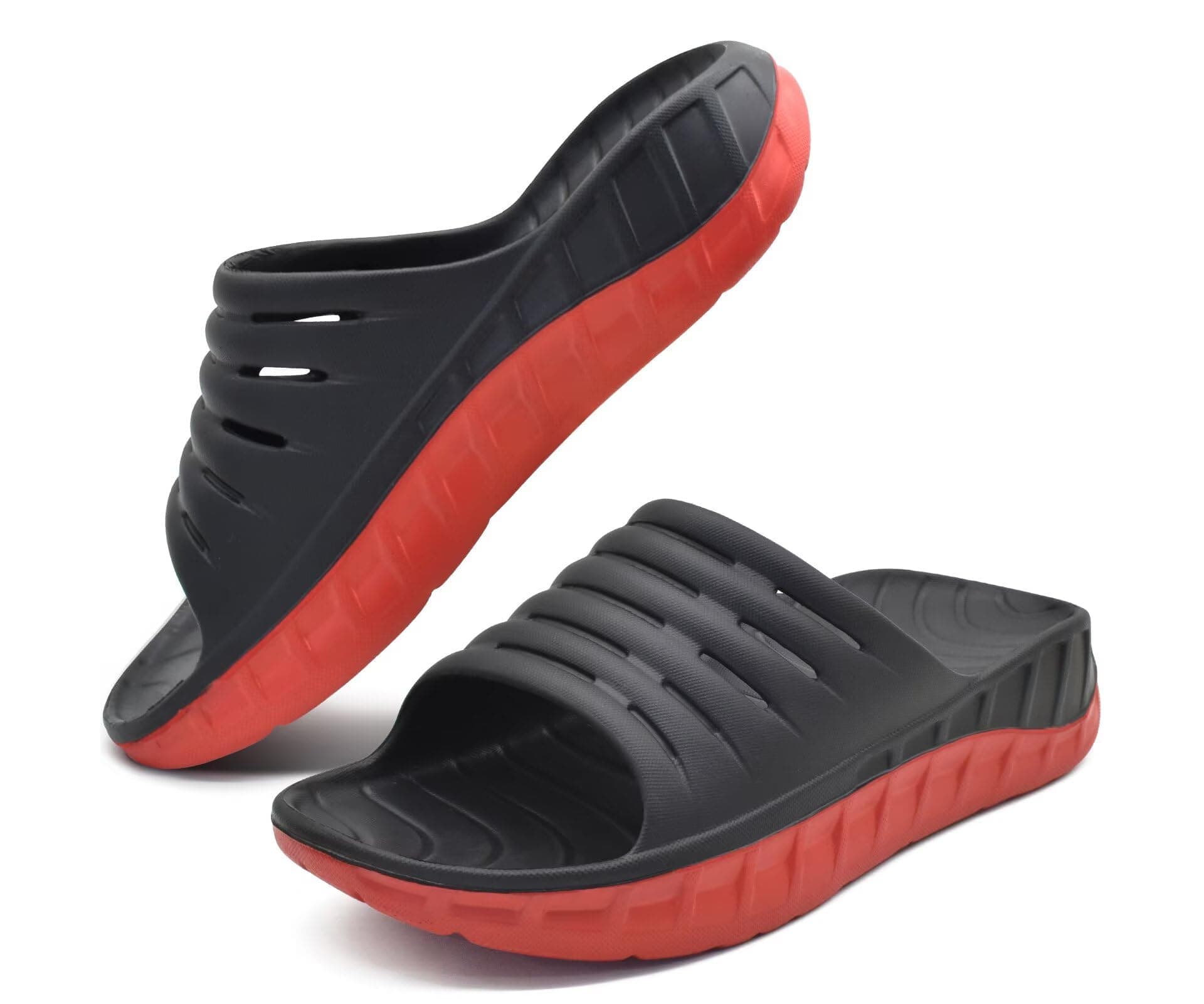 GPOS Mens Sport Recovery Sandals Plantar Fasciitis Thick Cushion Slides Sandals Lightweight Comfort Orthotic Slippers