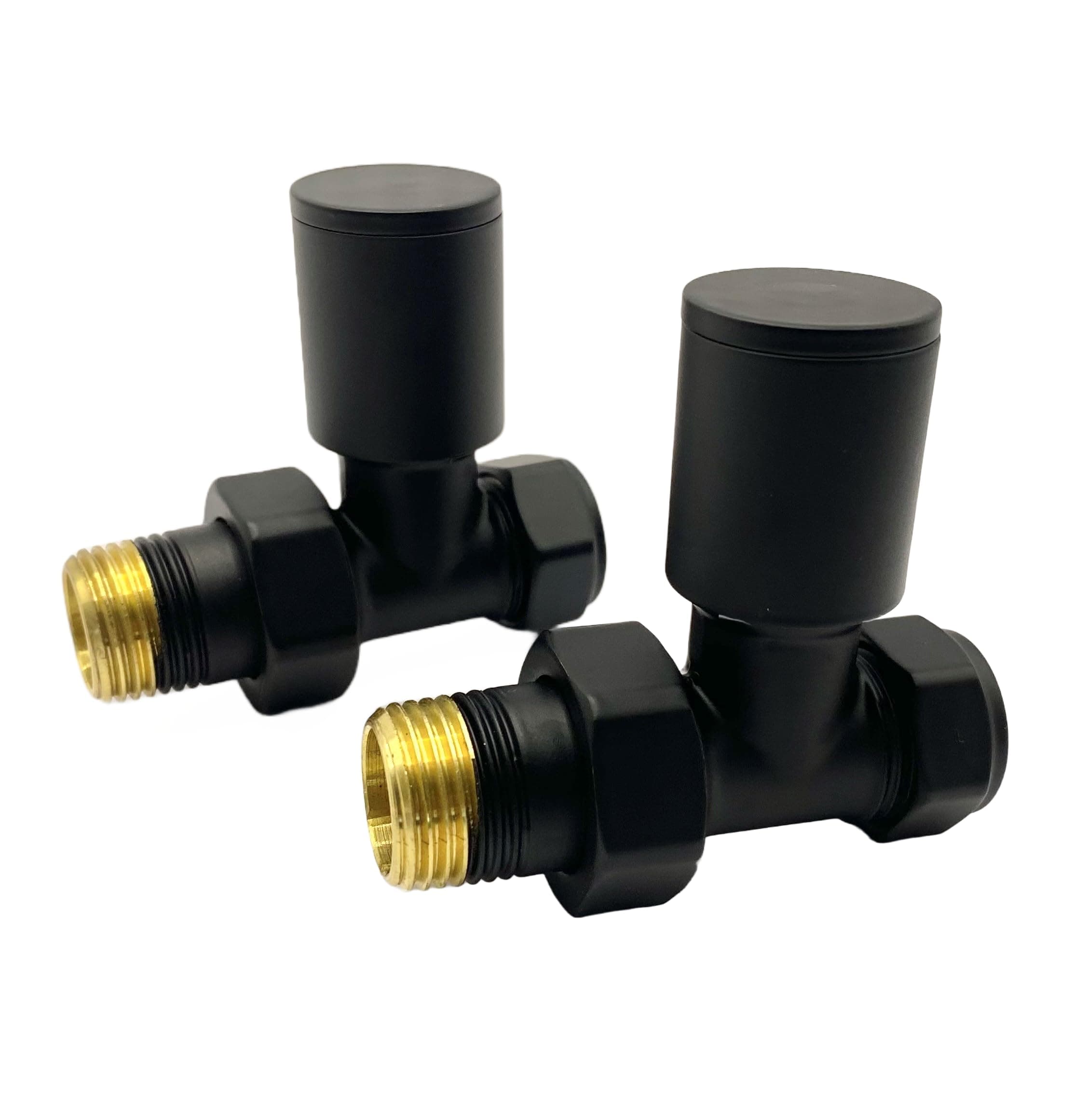 Kirby Black Straight Towel Rail Valves 1/2" /15mm Radiator valves Solid Brass