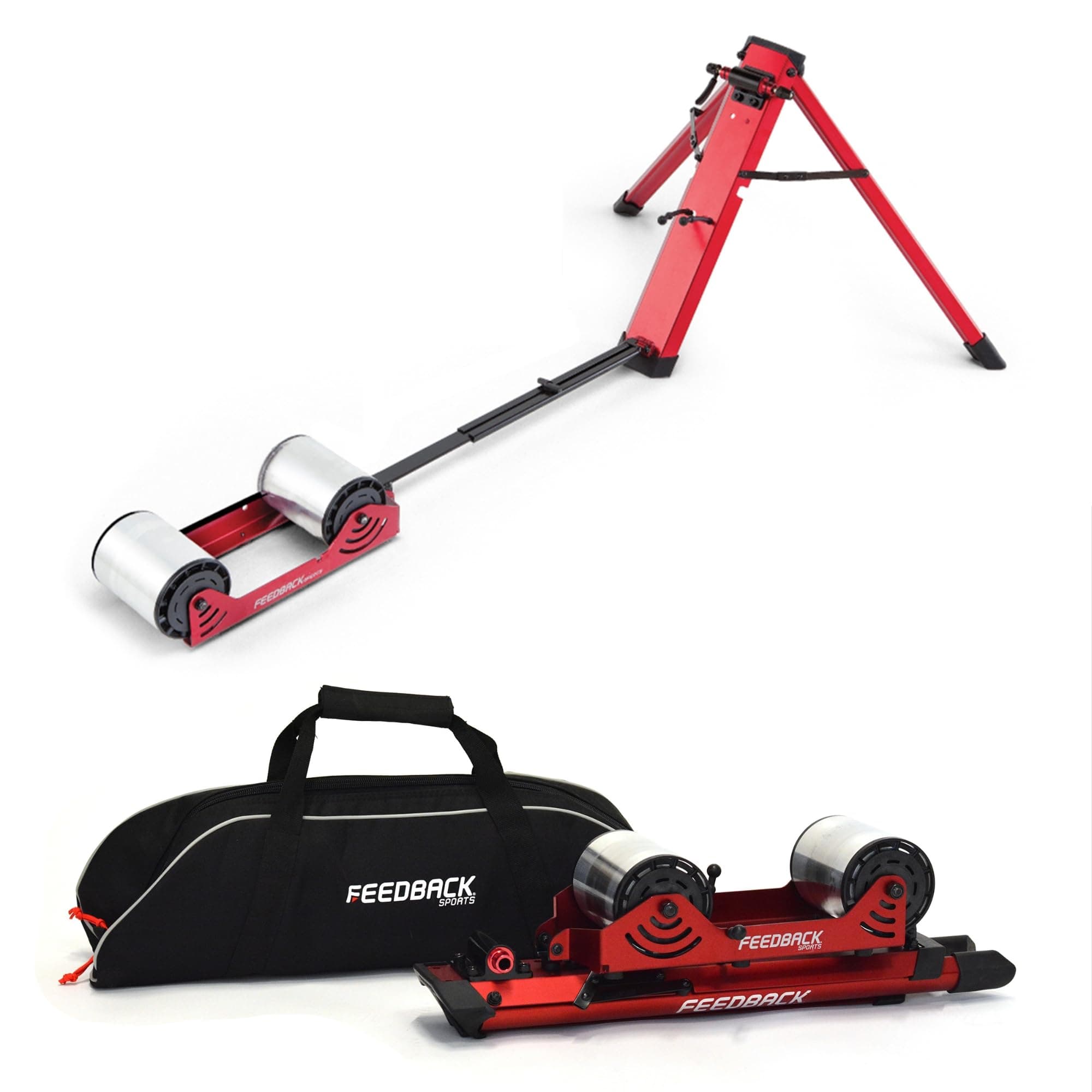 Feedback Sports Omnium Over-Drive Turbo Trainer, Portable Indoor/Outdoor Use Bike Trainer, Progressive Resistance, Zwift Compatible, Lightweight - Includes Travel Bag