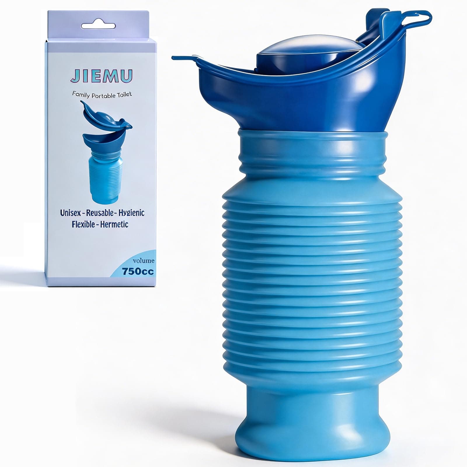 Topcloud Shrinkable Urinal, 750ml Male Female Portable Mobile Toilet Potty Pee Urine Bottle, Reusable Emergency Urinal for Camping Car Travel Traffic Jam and Queuing