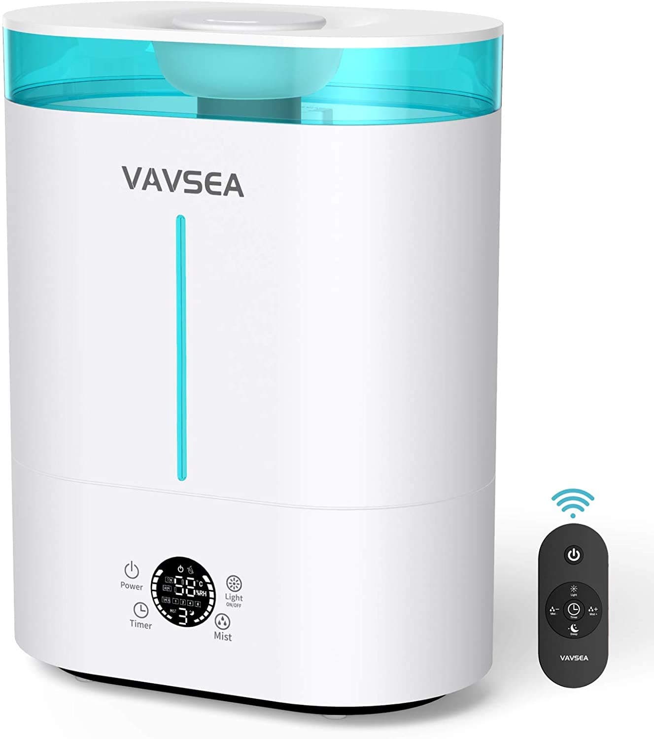 VAVSEA 4L Top-Fill Cool Mist Humidifier, Ultrasonic Quiet Humidifiers with Remote, Timer, Night Lights, Waterless Auto-Off, 3 Adjustable Mist Mode, 31 Working Hours for Home, Office, Bedroom