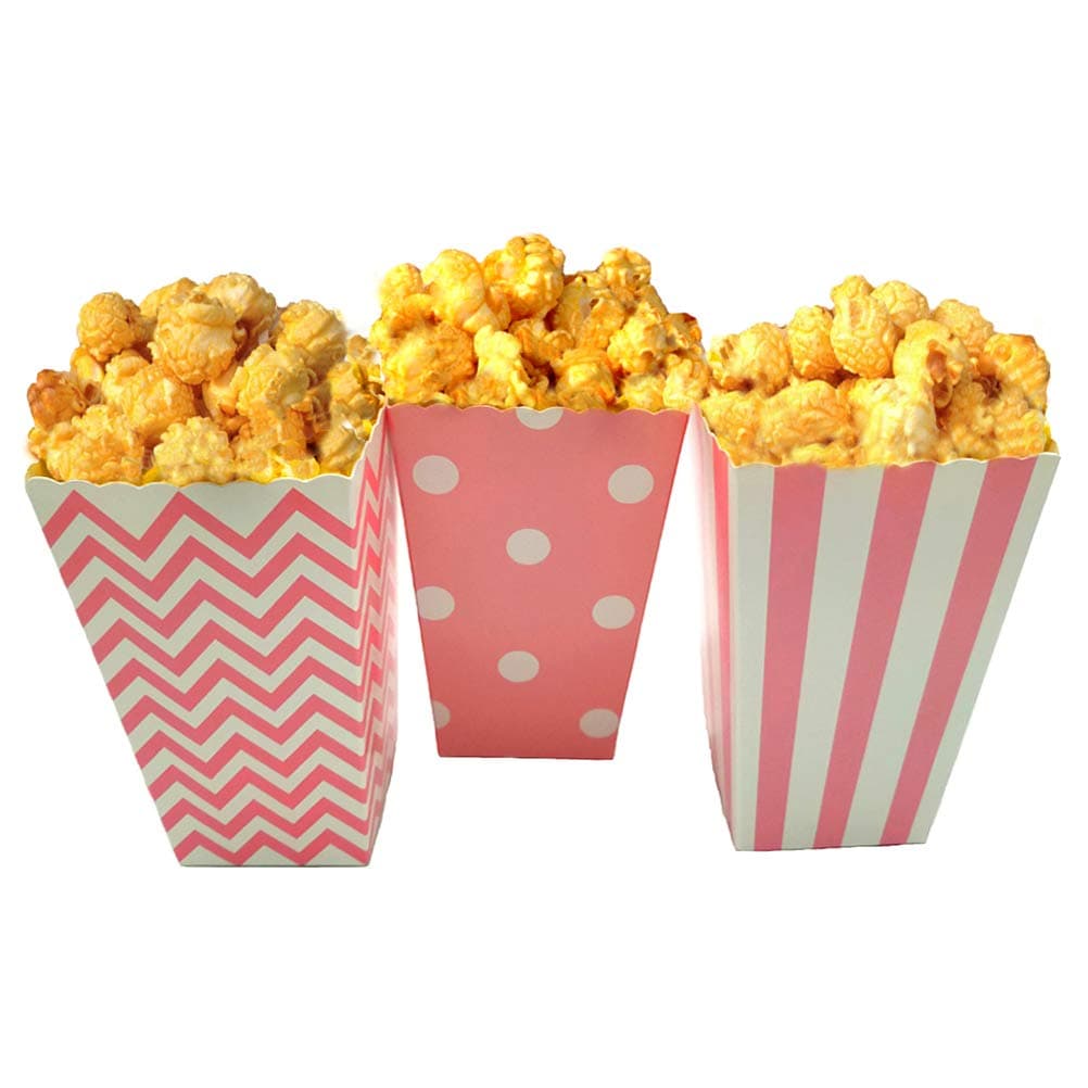 JCX Paper Popcorn Bags, Mini Movie Theater Party Paper Bags, 36 Pieces (Pink)
